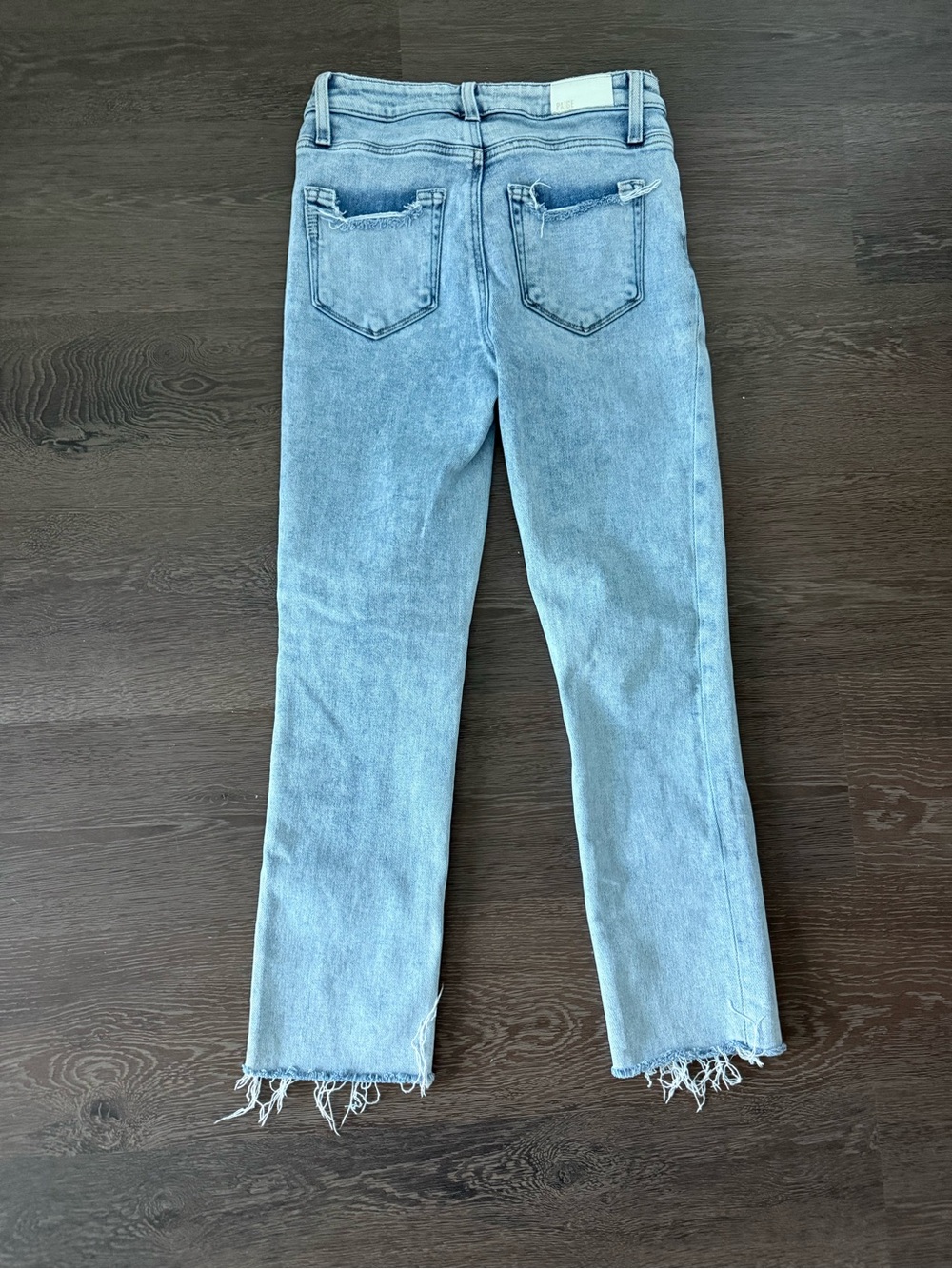 PAIGE Light Blue Cindy Cropped Straight Jeans with Frayed Hem